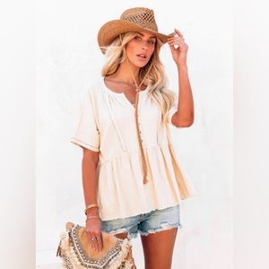 Raena Cotton Button Down Babydoll Top from VICI